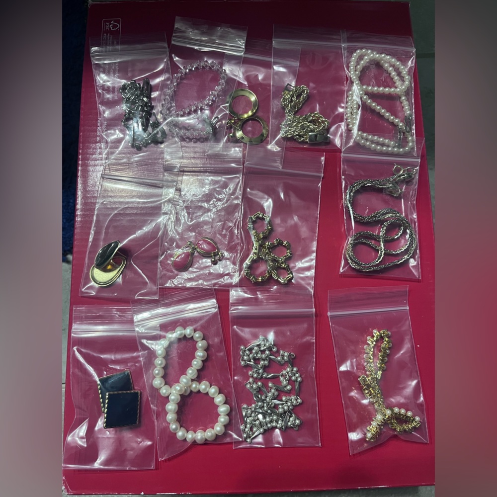 Bundle of gold jewelry and pearls
